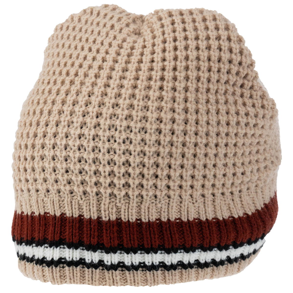 Weatherproof Vintage Waffle Stripe & Solid Beanie 2-Piece Set – Rust/Tan