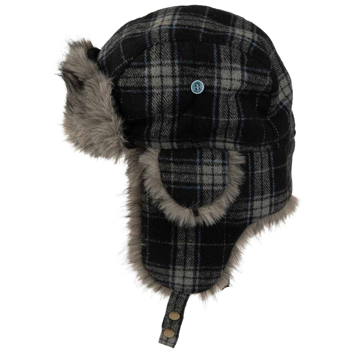 Weatherproof Vintage Plaid Faux Fur Trapper Hat – Black/Gray