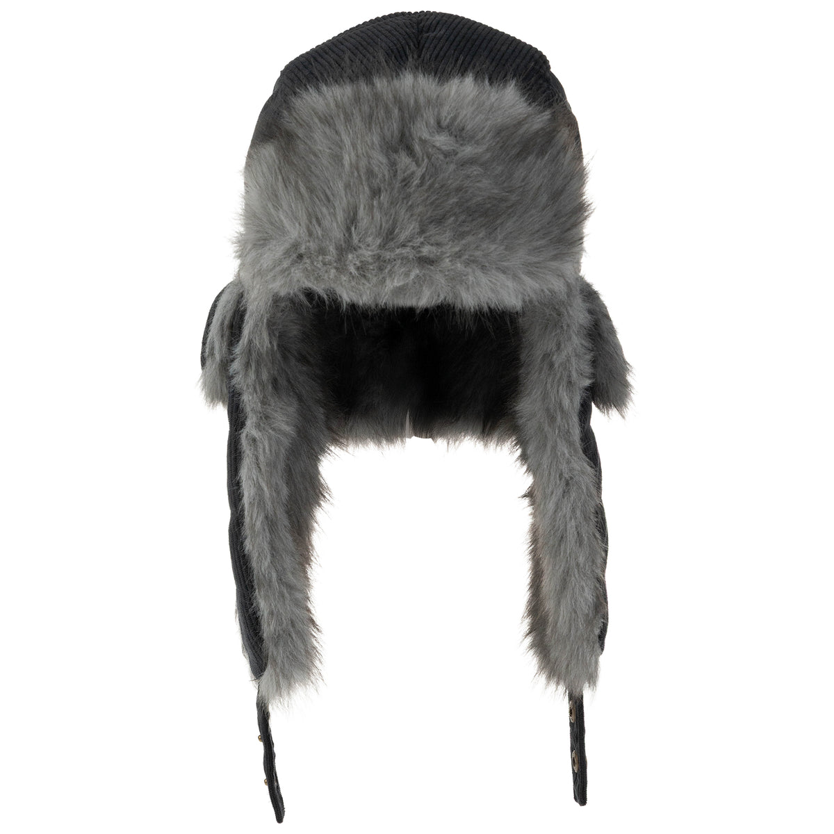 Weatherproof Vintage Channel Quilted Corduroy Faux Fur Trapper Hat – Charcoal