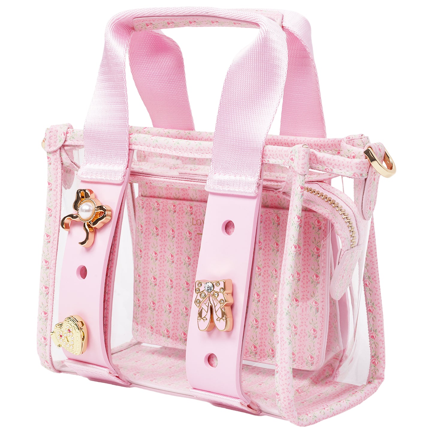 Crocs x LoveShackFancy Clear Mini Tote Crocssbody Bag With Charm details and Dust bag