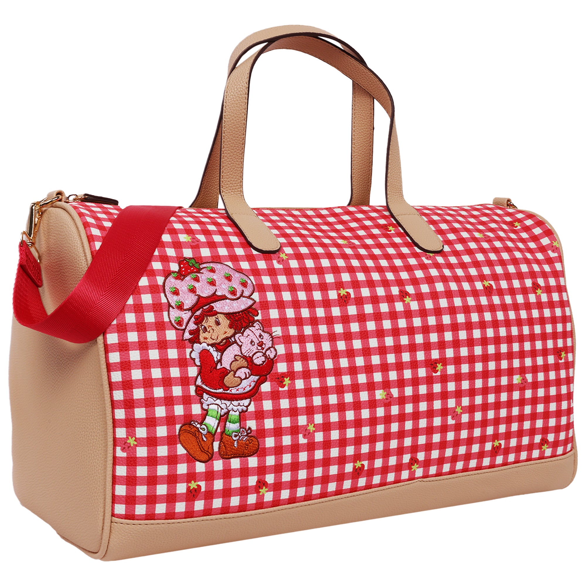 Strawberry Shortcake Gingham Weekender Duffel Bag