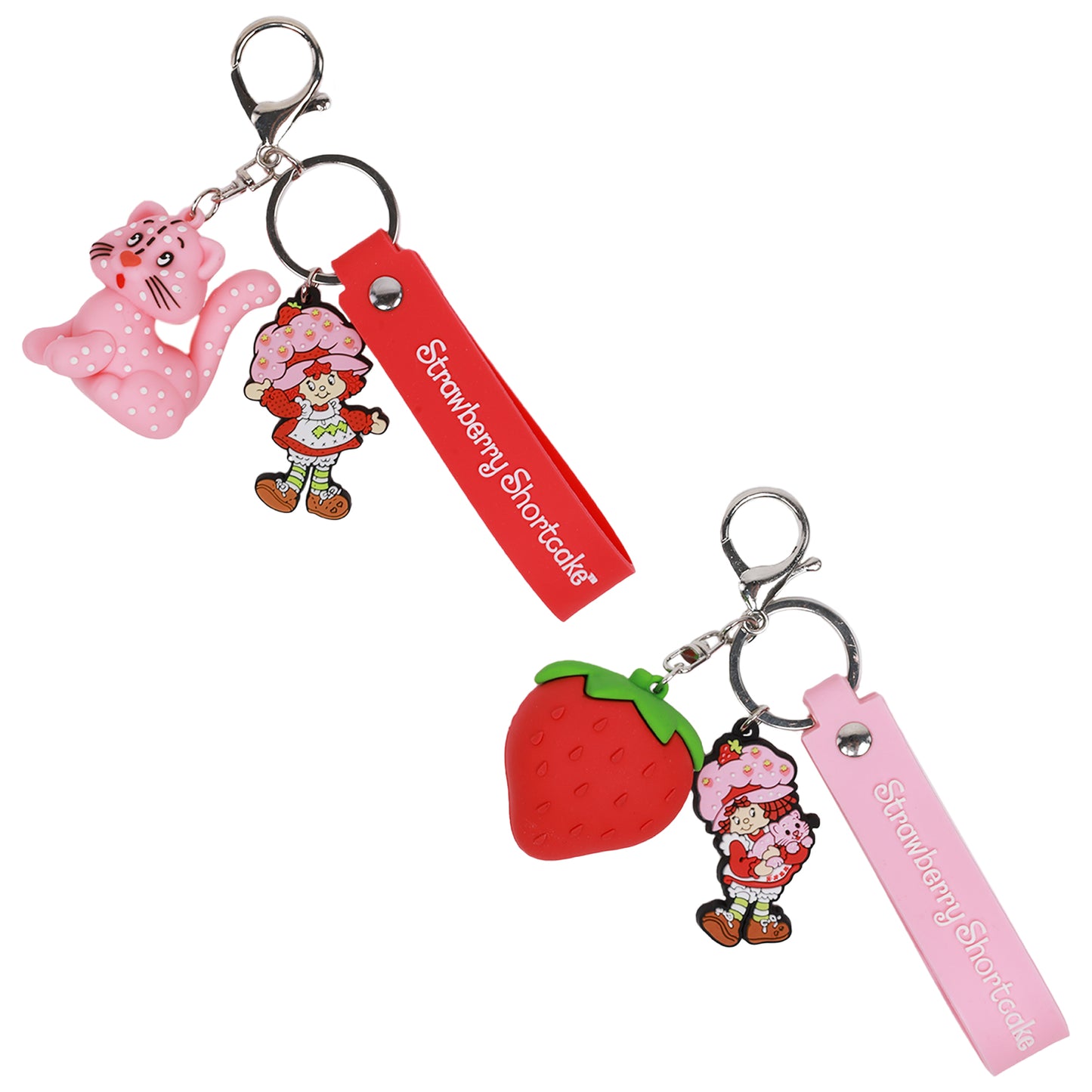 Strawberry Shortcake & Custard 3D Keychain Set – Officially Licensed Lanyard Keychains (2-Pack)