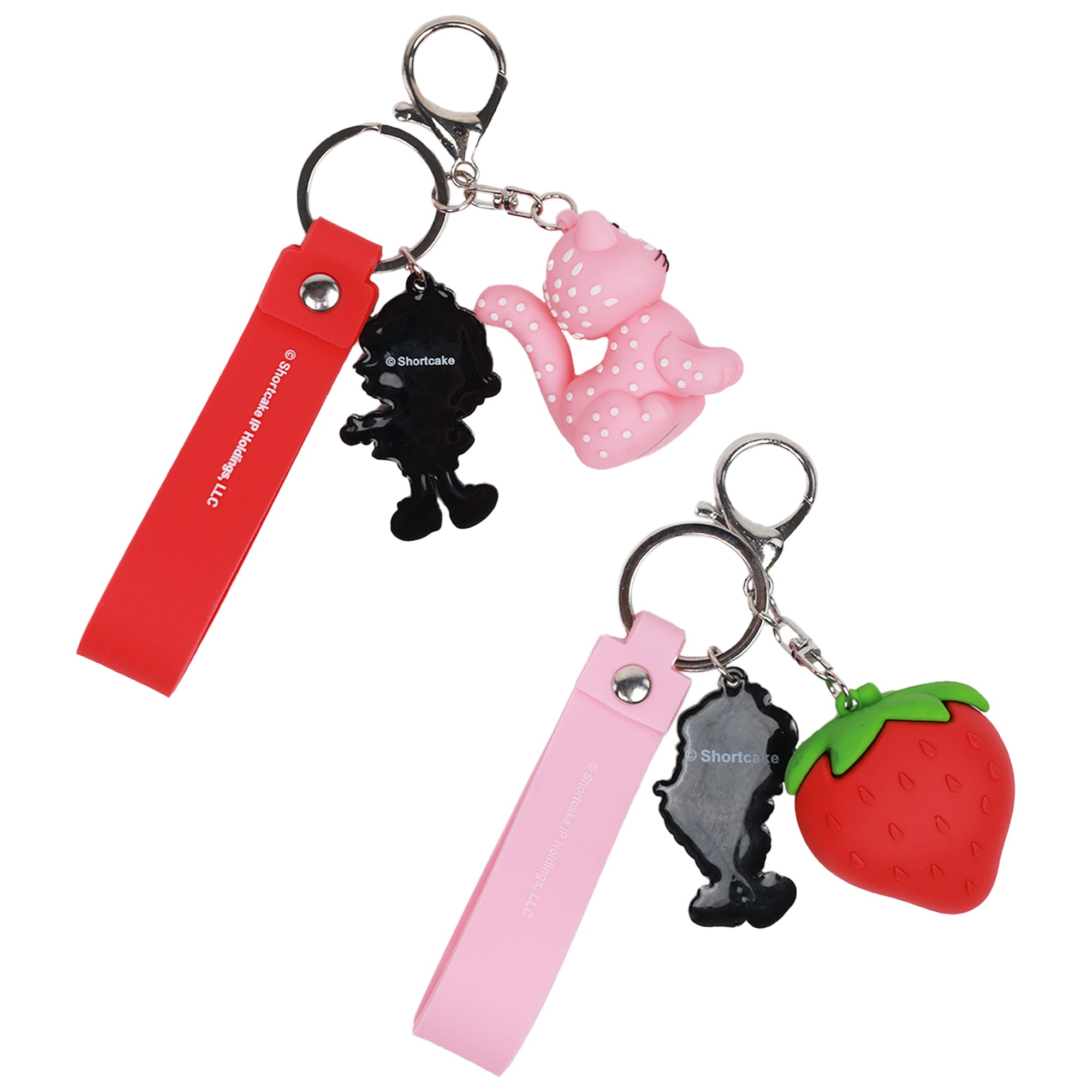 Strawberry Shortcake & Custard 3D Keychain Set – Officially Licensed Lanyard Keychains (2-Pack)
