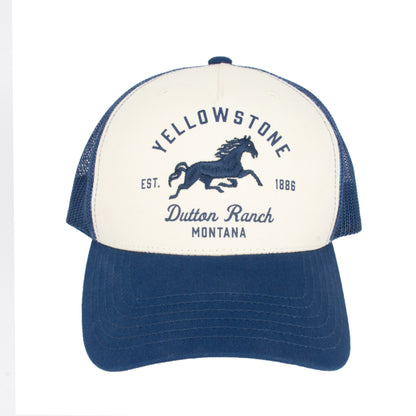 Yellowstone Dutton Ranch Mesh Back Trucker Hat - Navy/Beige