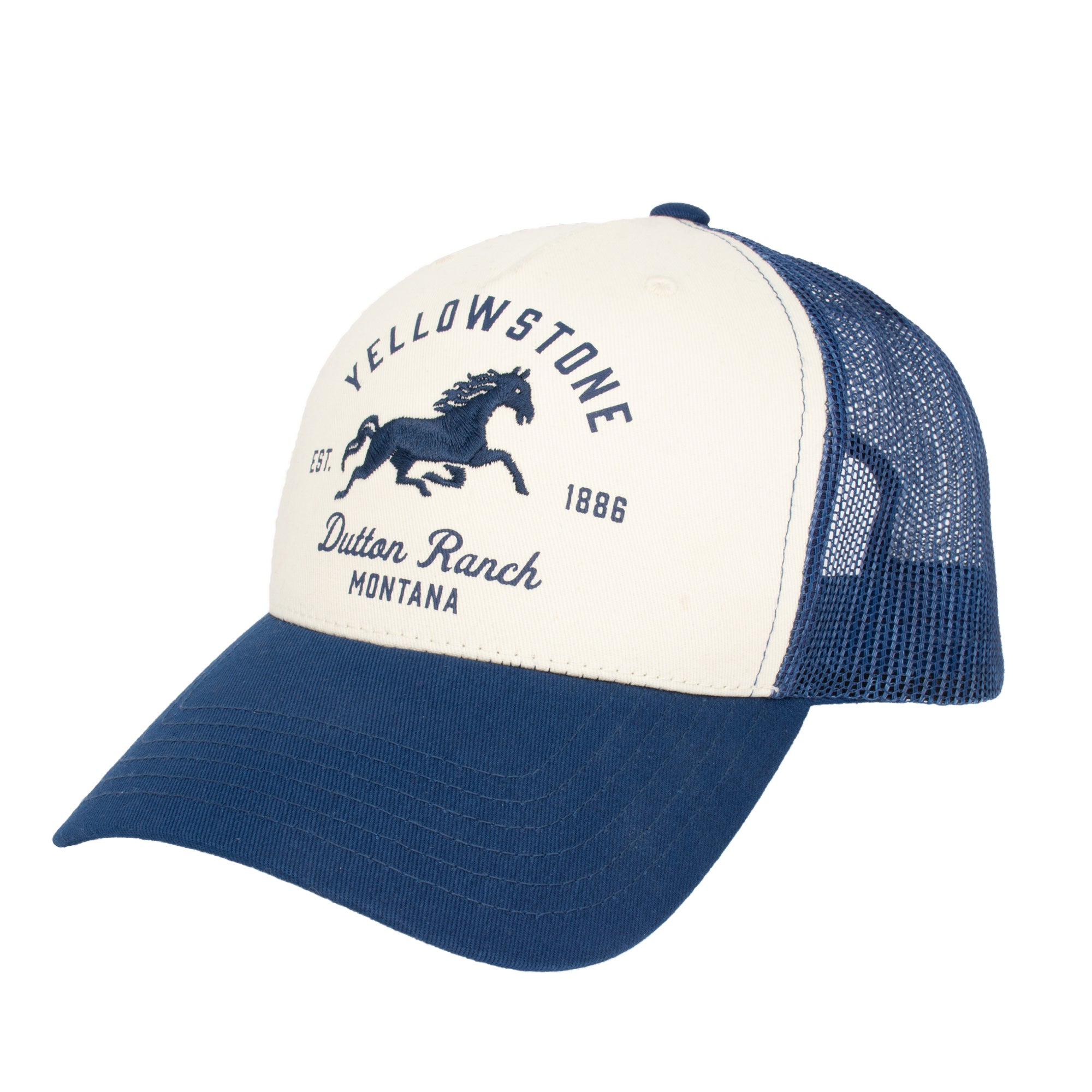 Yellowstone Dutton Ranch Mesh Back Trucker Hat - Navy/Beige