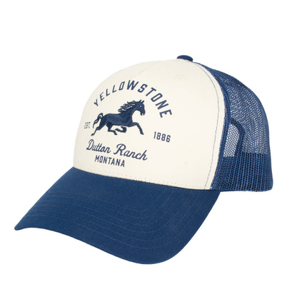 Yellowstone Dutton Ranch Mesh Back Trucker Hat - Navy/Beige