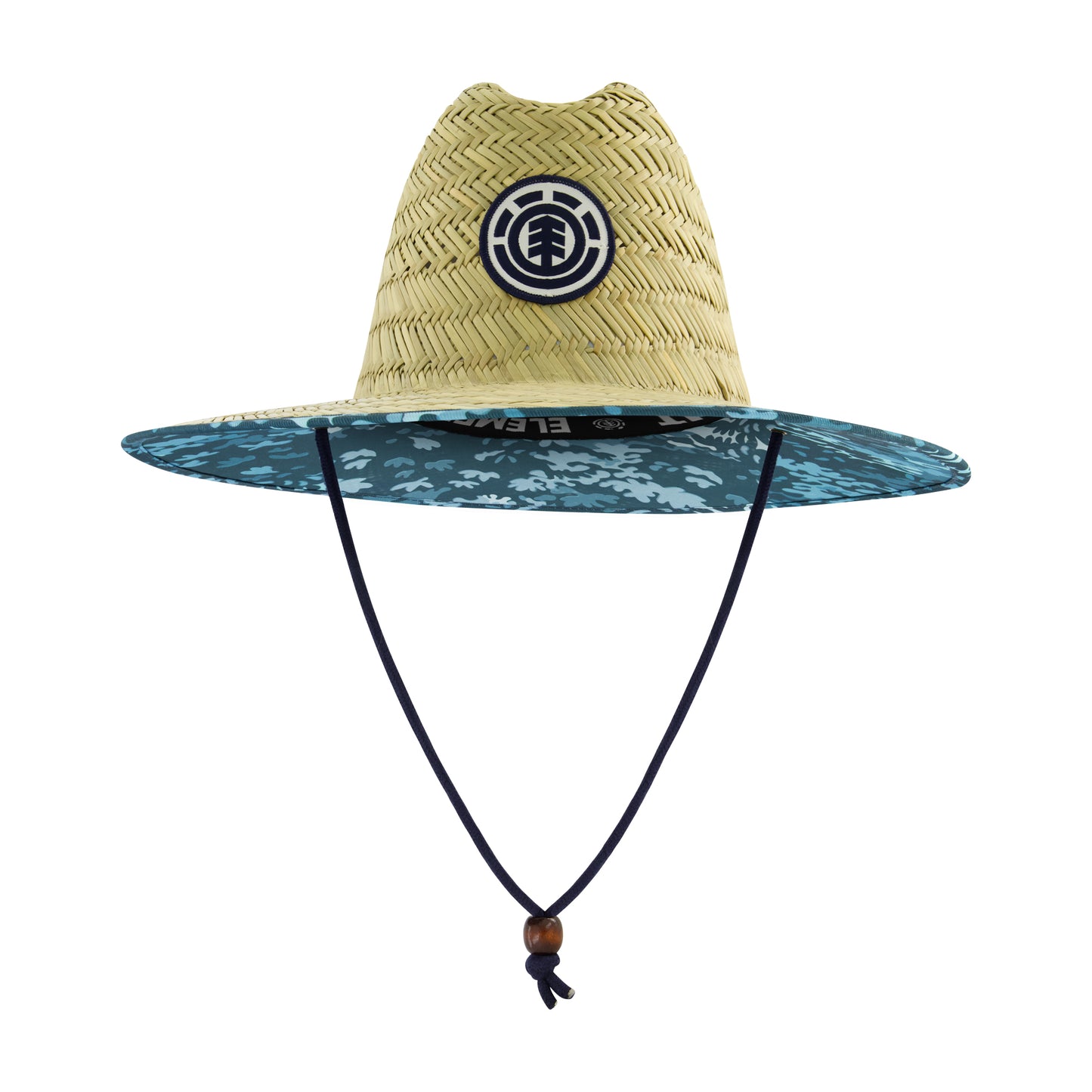 Element Woven Seagrass Lifeguard Hat with Camo Under Brim and Braided Chin Cord