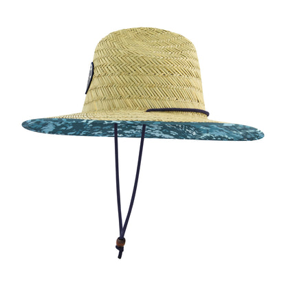 Element Woven Seagrass Lifeguard Hat with Camo Under Brim and Braided Chin Cord