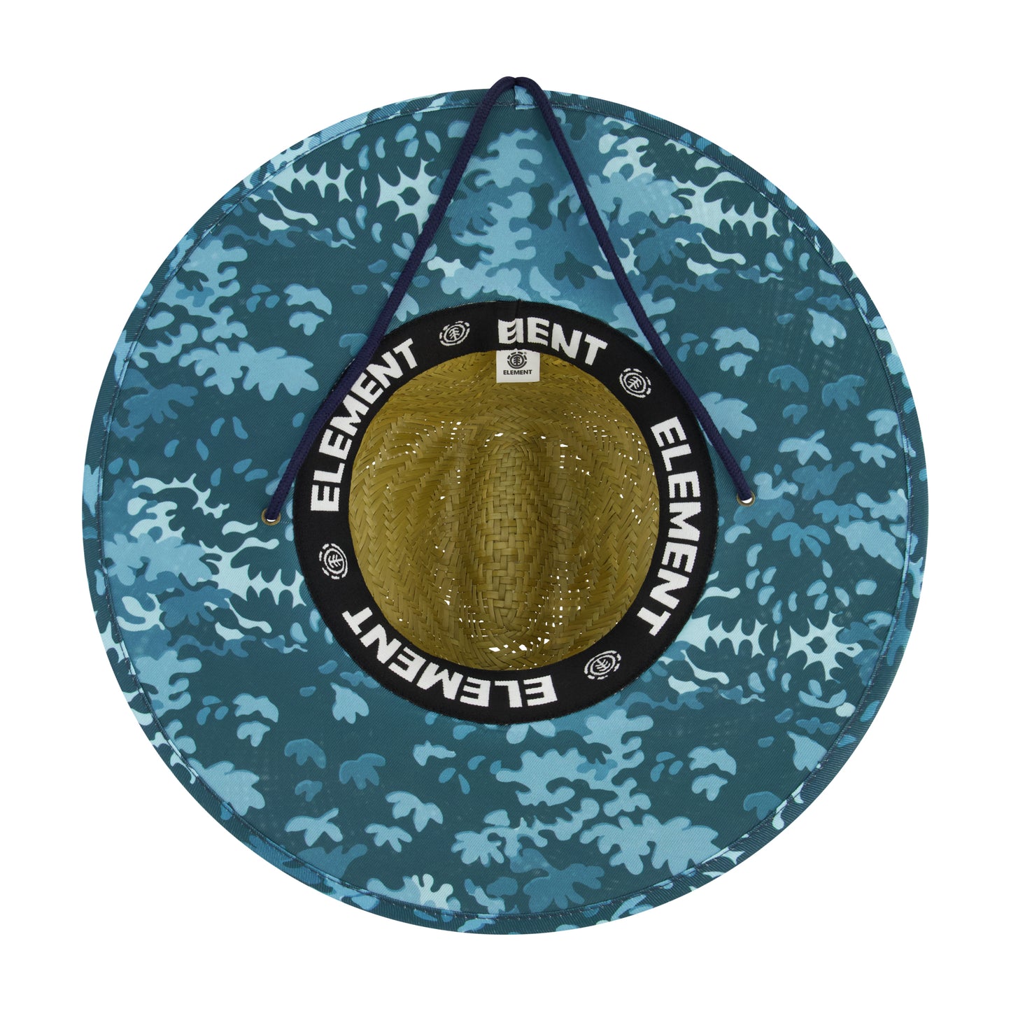 Element Woven Seagrass Lifeguard Hat with Camo Under Brim and Braided Chin Cord