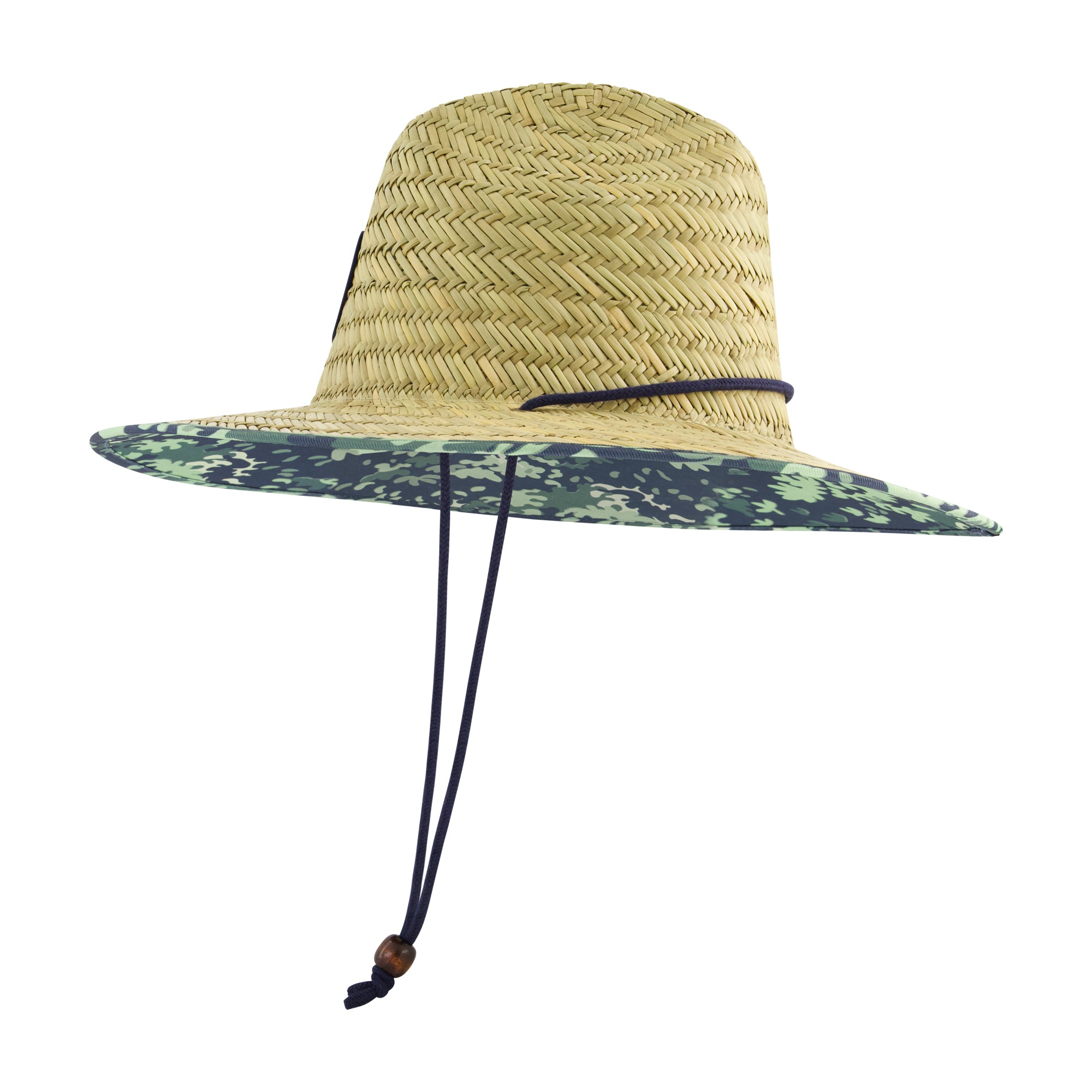Element Woven Seagrass Lifeguard Hat with Camo Under Brim and Braided Chin Cord