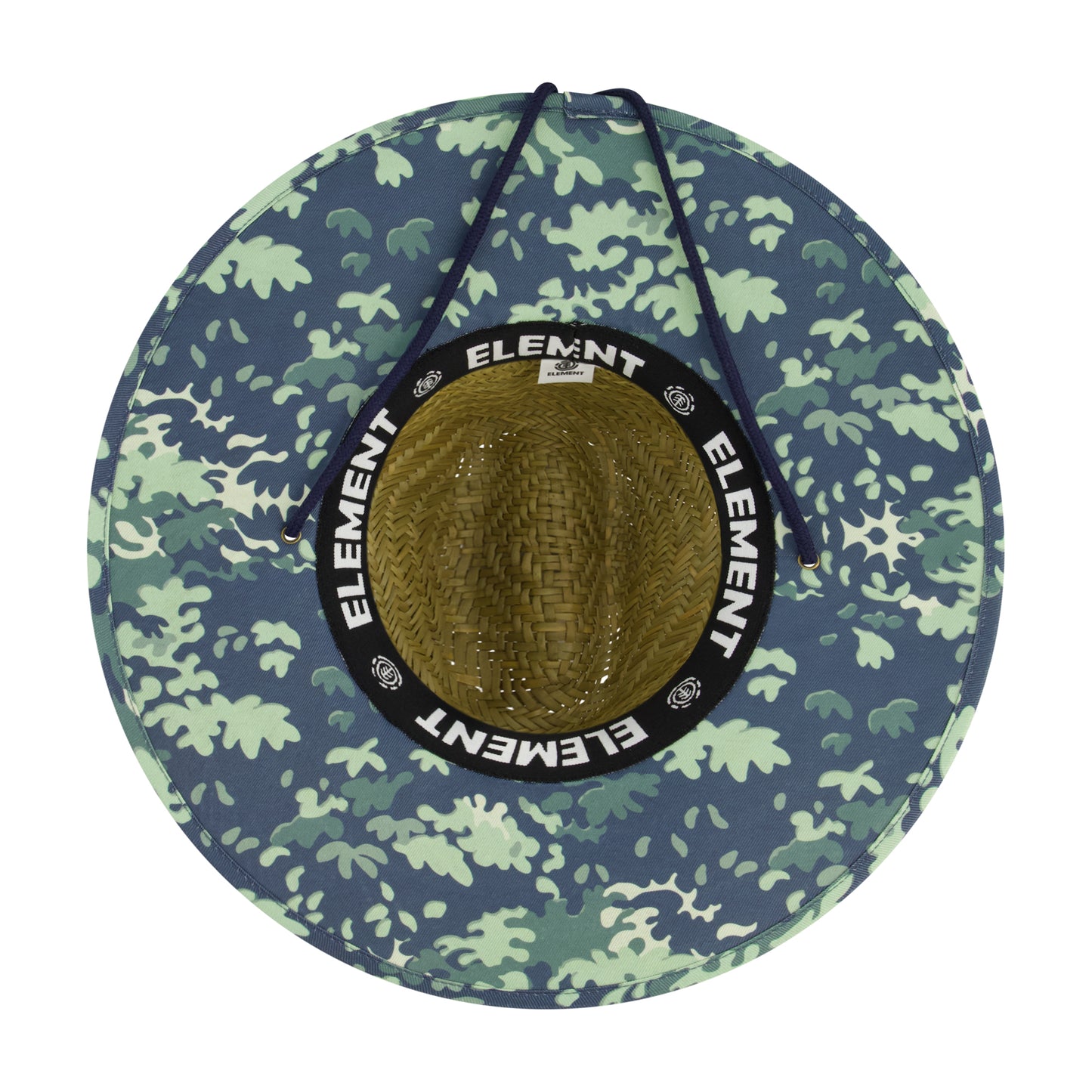 Element Woven Seagrass Lifeguard Hat with Camo Under Brim and Braided Chin Cord