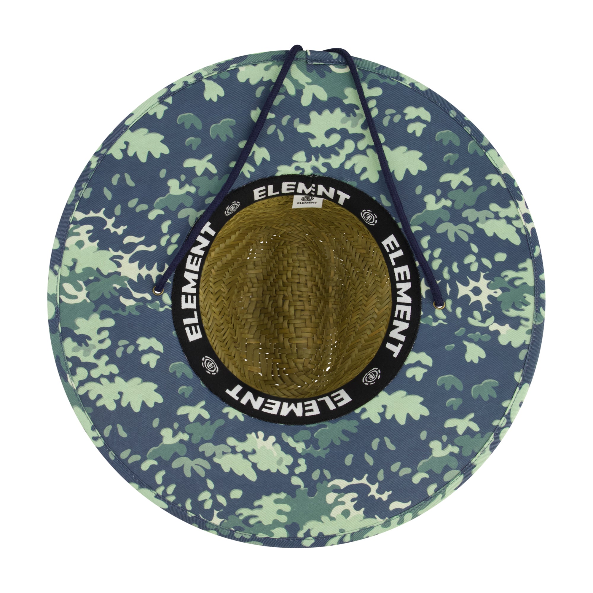 Element Woven Seagrass Lifeguard Hat with Camo Under Brim and Braided Chin Cord