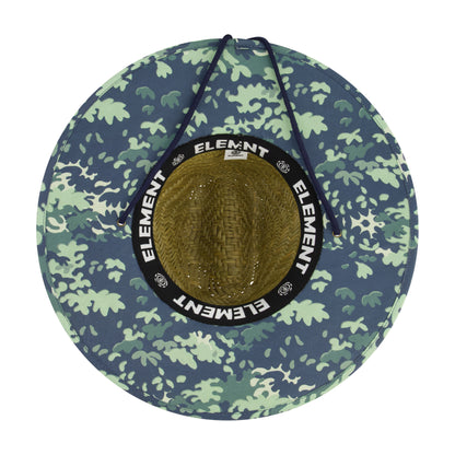 Element Woven Seagrass Lifeguard Hat with Camo Under Brim and Braided Chin Cord